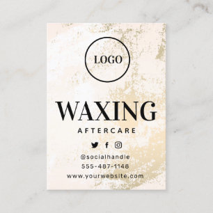 Aangepaste Logo Gold Waxing Aftercare Card Visitekaartje