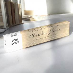 Aangepaste Logo Gold wimpers wimperextensies Naambordje