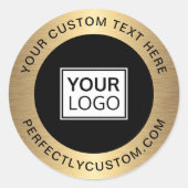 Aangepaste logo gouden grenszaken bedankt ronde sticker (Voorkant)