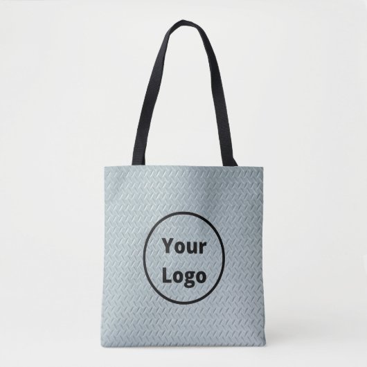 Aangepaste logo grijze metalen afdrukken tote bag (Voorkant)