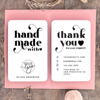 Aangepaste Logo Handgemaakt met liefde Dank u Visitekaartje