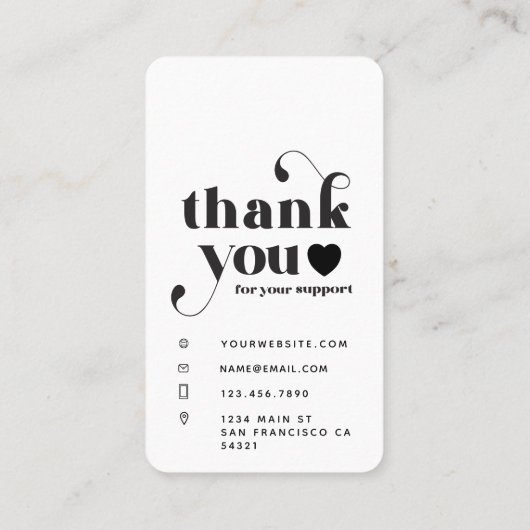 Aangepaste Logo Handgemaakt met liefde Dank u Visitekaartje (Achterkant)