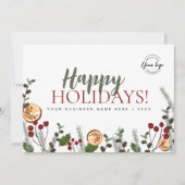 Aangepaste logo Happy Holiday Christmas Foliage Feestdagenkaart (Voorkant)