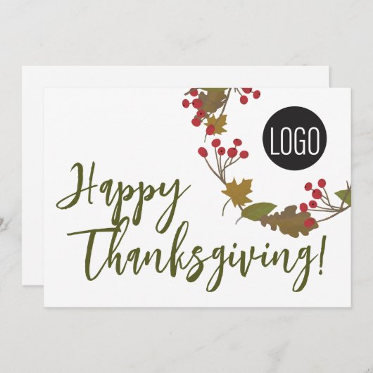 Aangepaste logo Happy Thanksgiving van bedrijven Feestdagenkaart (Voorkant / Achterkant)