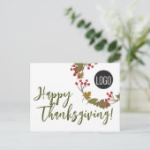 Aangepaste logo Happy Thanksgiving van bedrijven Feestdagenkaart (Staand voorkant)