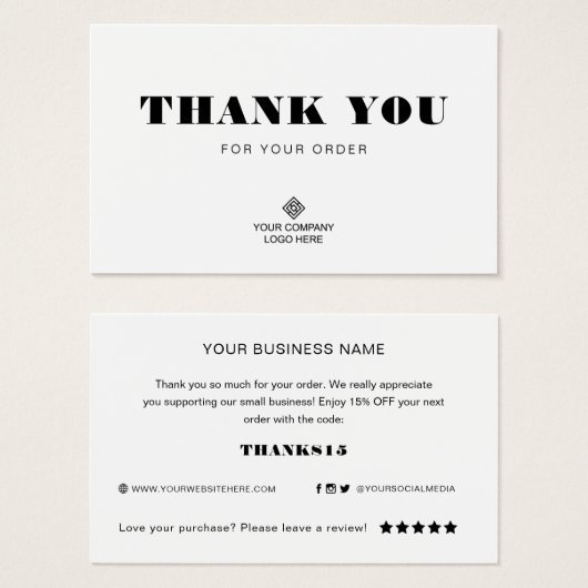 Aangepaste Logo Hartelijk dank voor kleine bedrijf Visitekaartje (Voorkant /achterkant)