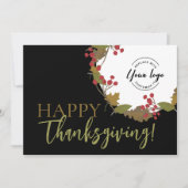 Aangepaste logo Herfst Foliage Happy Thanksgiving Feestdagenkaart (Voorkant)