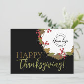 Aangepaste logo Herfst Foliage Happy Thanksgiving Feestdagenkaart (Staand voorkant)