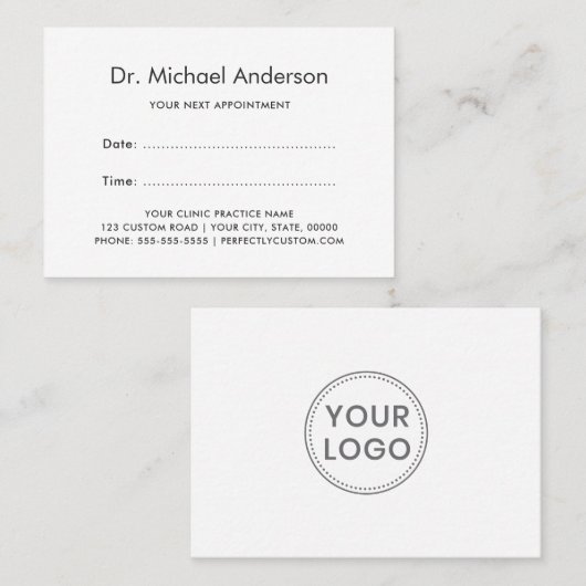 Aangepaste logo herinneringskaarten afsprakenkaartje (Voorkant / Achterkant)