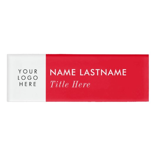 Aangepaste Logo hier: heldere rode elegante witte Naambadge (Voorkant)