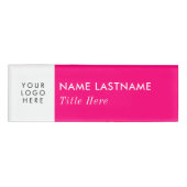 Aangepaste Logo hier Helderroze bruine titel Naambadge (Voorkant)