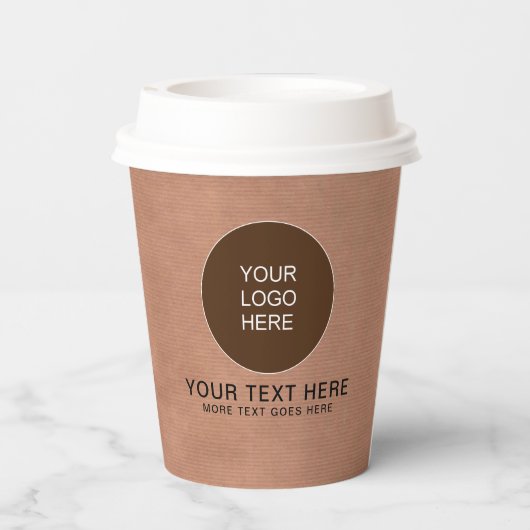 Aangepaste Logo hier rustieke ambacht met deksel S Papieren Bekers (Achterkant)