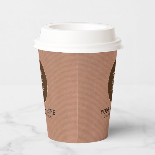 Aangepaste Logo hier rustieke ambacht met deksel S Papieren Bekers (Rechts)