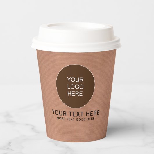 Aangepaste Logo hier rustieke ambacht met deksel S Papieren Bekers (Voorkant)