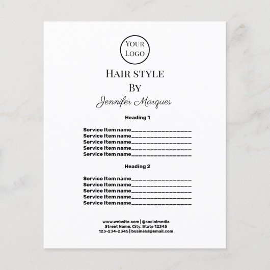 aangepaste logo hier uw website haarstylist flyer (Voorkant)