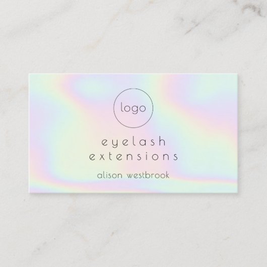 Aangepaste logo holografische regenboog wimperexte visitekaartje (Voorkant)