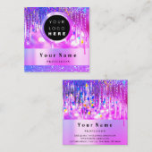 Aangepaste Logo holografische roze glitterschijven Vierkante Visitekaartje (Voorkant / Achterkant)