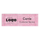 Aangepaste Logo Hot Pink Glitter Employee Name Tag (Voorkant)
