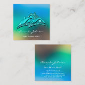 Aangepaste Logo House makelaar Blue Ombre Vierkante Visitekaartje (Voorkant / Achterkant)
