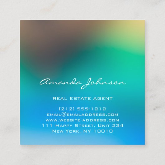 Aangepaste Logo House makelaar Blue Ombre Vierkante Visitekaartje (Achterkant)