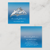 Aangepaste Logo House makelaar Home Zilver Vierkante Visitekaartje (Voorkant / Achterkant)