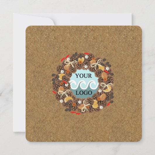 Aangepaste logo houten bedrijf feestdagenkaart (Voorkant)