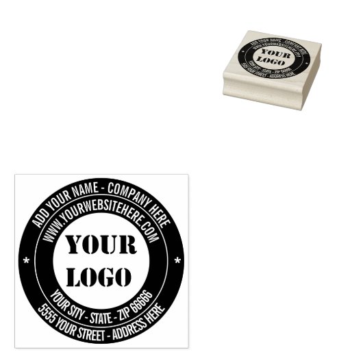 Aangepaste Logo Info Adres Ronde Rubber Stempel (Gestempeld)