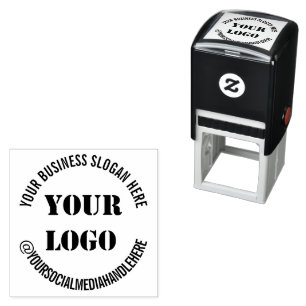 Aangepaste Logo Info Social Media Round Stamp Sjab Zelfinktende Stempel