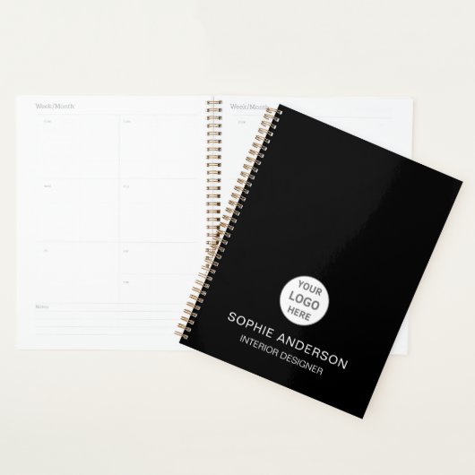 Aangepaste Logo Interieurontwerper Business Black Planner (Display)