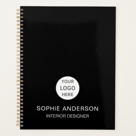 Aangepaste Logo Interieurontwerper Business Black Planner (Voorkant)