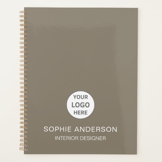 Aangepaste Logo interieurontwerper Business Taupe Planner (Voorkant)