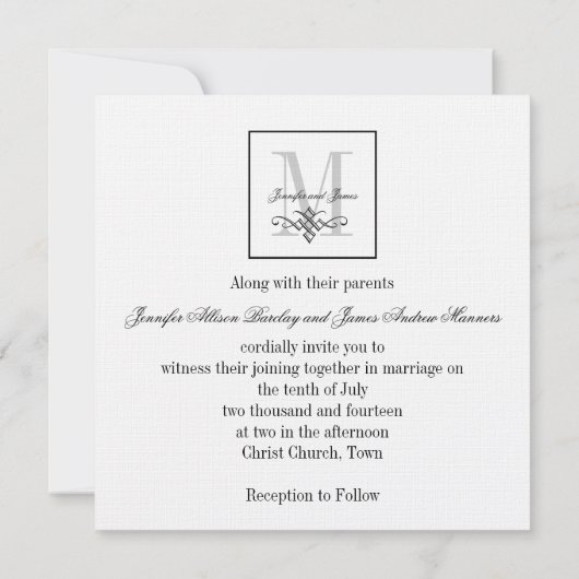 Aangepaste Logo Invitaties Monogram namen Kaart (Achterkant)