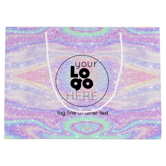 Aangepaste Logo iriserende glitter papier boodscha Groot Cadeauzakje (Voorkant)