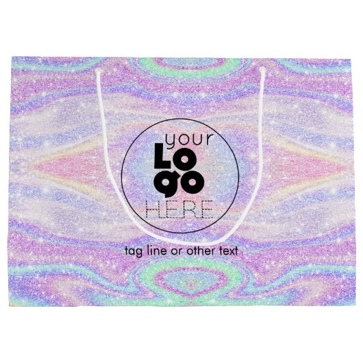 Aangepaste Logo iriserende glitter papier boodscha Groot Cadeauzakje (Achterkant)