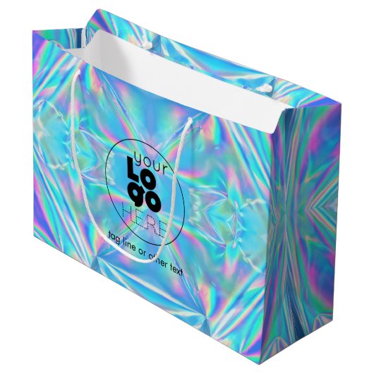 Aangepaste Logo iriserende grote papieren boodscha Groot Cadeauzakje (Voorkant Gekanteld)