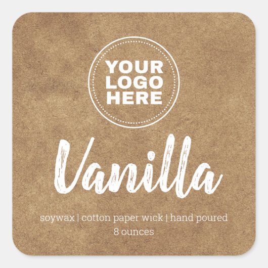 Aangepaste Logo kaartenlabel Kraft Background Stic Vierkante Sticker (Voorkant)