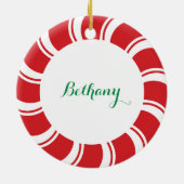 Aangepaste Logo keramische peppermint-snoepriet vo Keramisch Ornament (Achterkant)