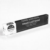 Aangepaste Logo | Klassieke zwarte witte desk Naambordje