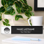 Aangepaste Logo | Klassieke zwarte witte desk Naambordje