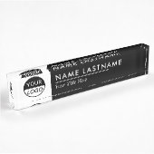 Aangepaste Logo | Klassieke zwarte witte desk Naambordje