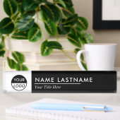 Aangepaste Logo | Klassieke zwarte witte desk Naambordje