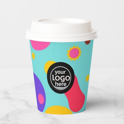 Aangepaste Logo Kleurrijke Bubbels Papier Cup 8 oz Papieren Bekers (Voorkant)