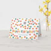 Aangepaste Logo kleurrijke Confetti Happy Birthday Kaart (Gele Bloem)