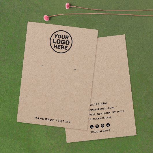 Aangepaste Logo Kraft Earring Display Holder toevo Visitekaartje