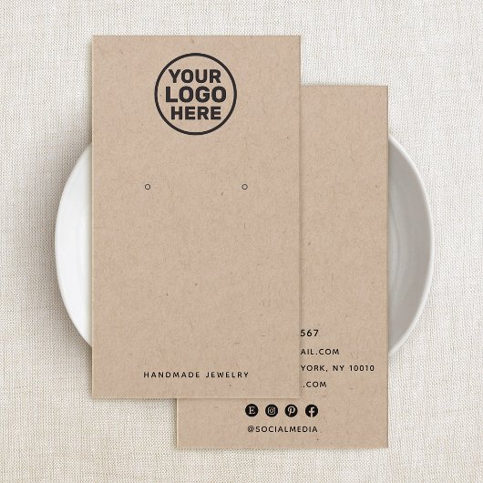 Aangepaste Logo Kraft Earring Display Holder toevo Visitekaartje