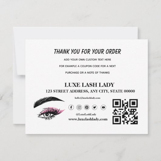 Aangepaste Logo Lash Business - Hartelijk dank voo Bedankkaart (Achterkant)