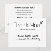 Aangepaste Logo Lash Business - Hartelijk dank voo Bedankkaart (Voorkant / Achterkant)