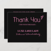 Aangepaste Logo Lash Business Hartelijk dank voor  Bedankkaart (Voorkant / Achterkant)