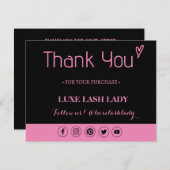 Aangepaste Logo Lash Business Hartelijk dank voor  Bedankkaart (Voorkant / Achterkant)