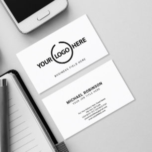 Aangepaste Logo Lengthwise Minimalist op wit Visitekaartje